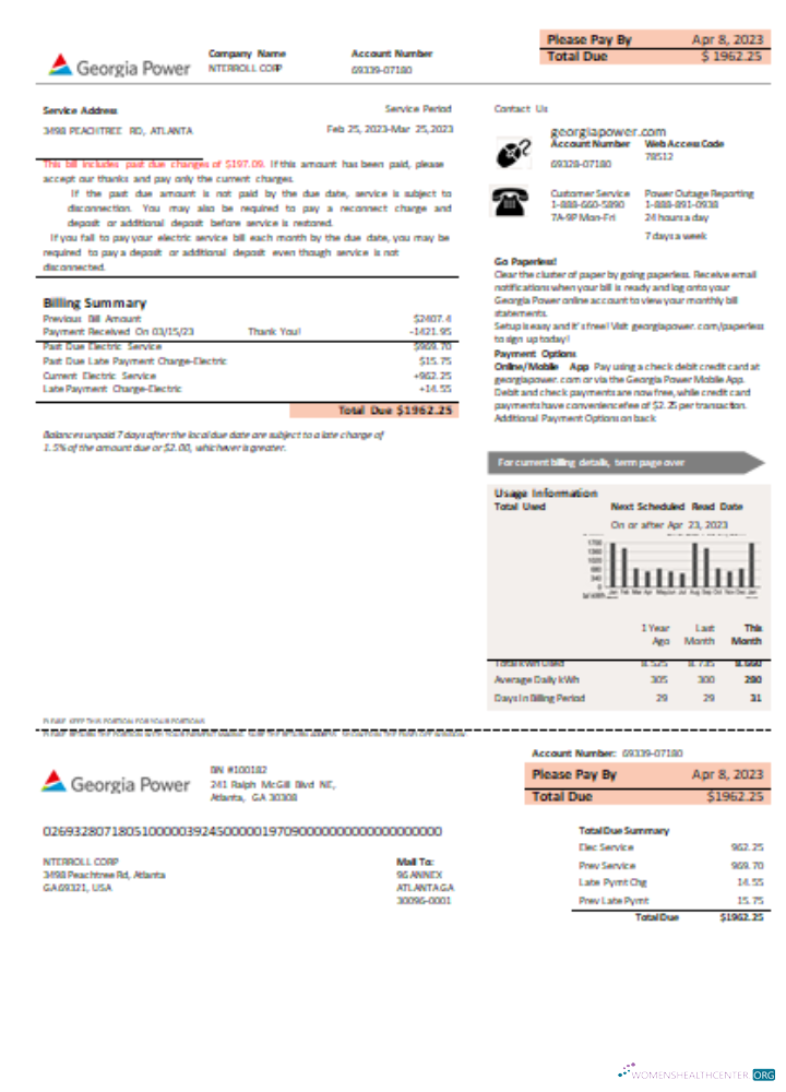 Download Georgia Power utility new brand business bill SCR Photoshop template